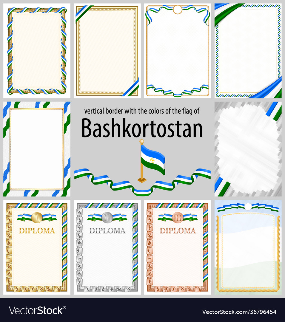Vertical frame and border with bashkortostan flag Vector Image Vertical frame and border with bashkortostan flag
