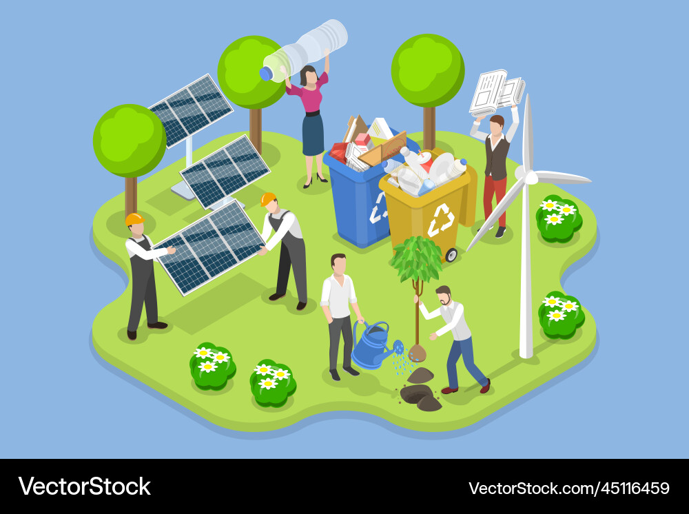 3d isometric flat conceptual Royalty Free Vector Image