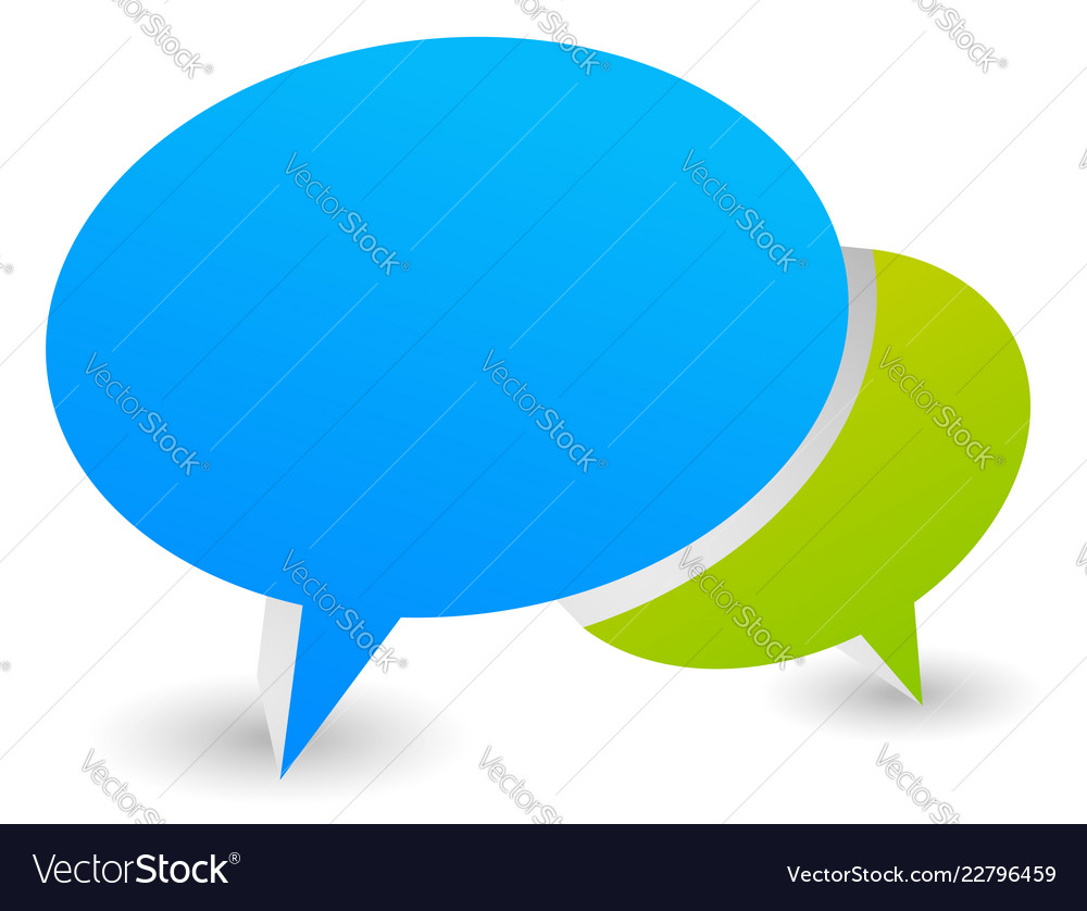 3d of two overlapping speech or talk bubbles