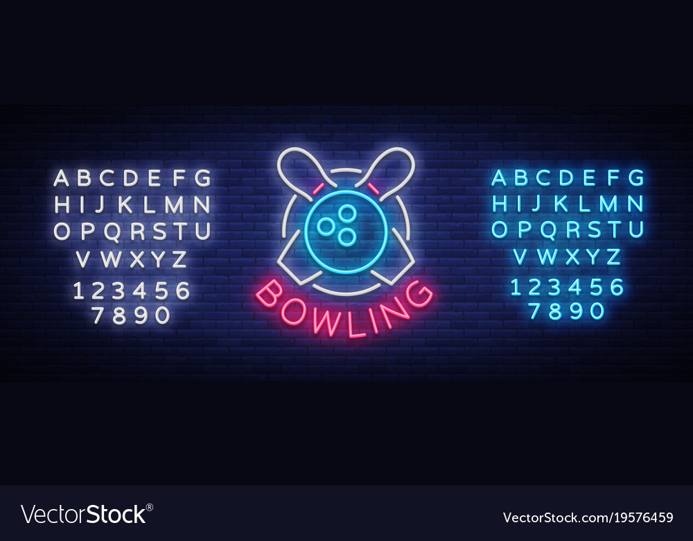 Bowling is a neon sign symbol emblem style