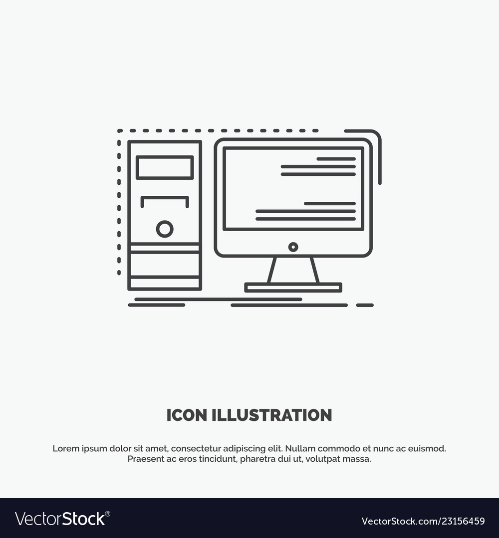 Computer desktop hardware workstation system icon vector image Computer desktop hardware workstation system icon