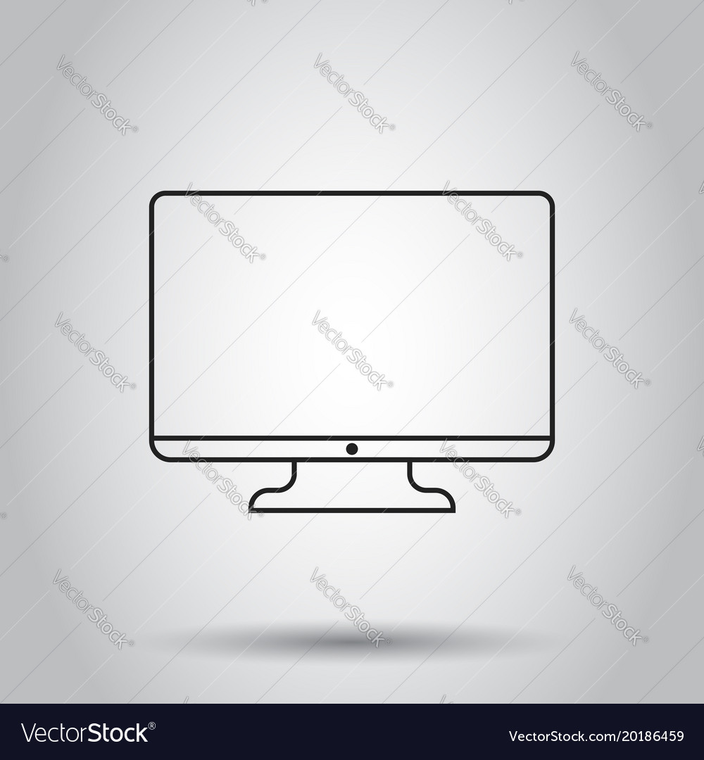 Computer monitor in line style icon on isolated Vector Image