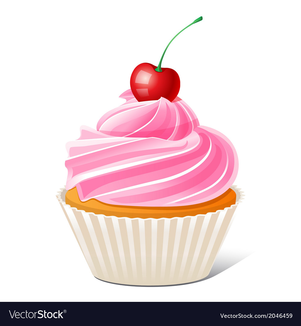 Cupcake With Cherry Royalty Free Vector Image Vectorstock