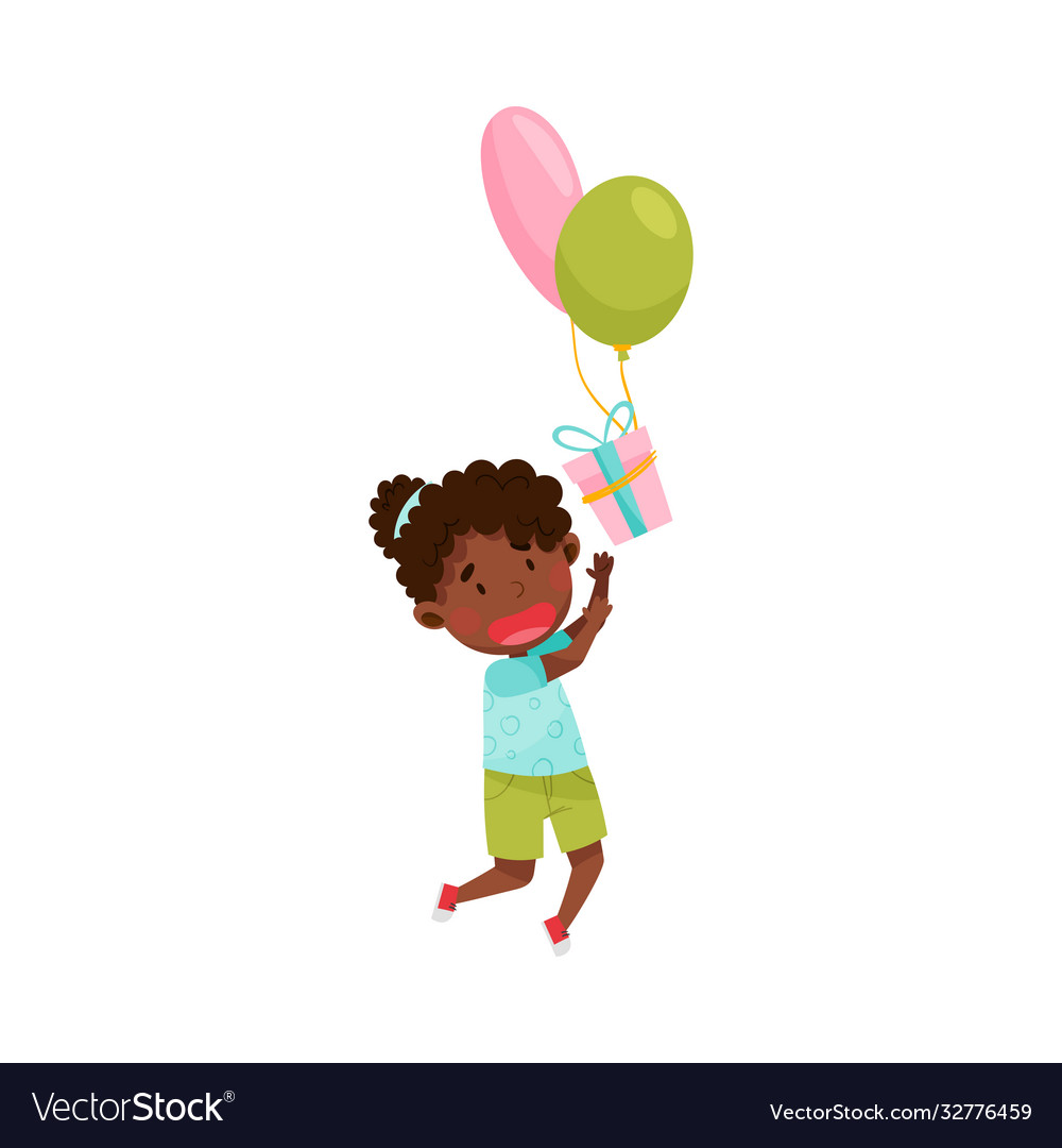 Süße african american mädchen charakter fangen geschenk Vector Image Süße african american mädchen charakter fangen geschenk