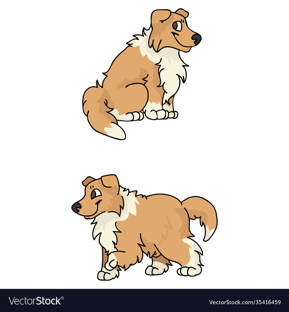 Cute cartoon rough collie puppy clipart