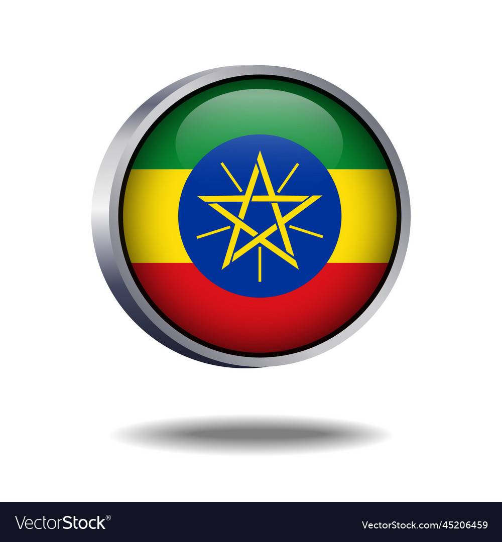 Ethiopia Flag Button Royalty Free Vector Image