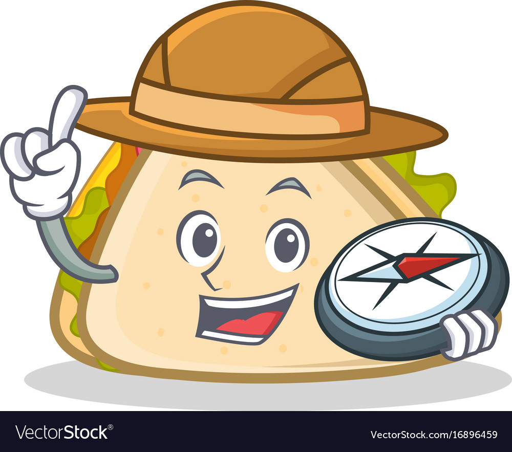 Explorer sandwich character cartoon style