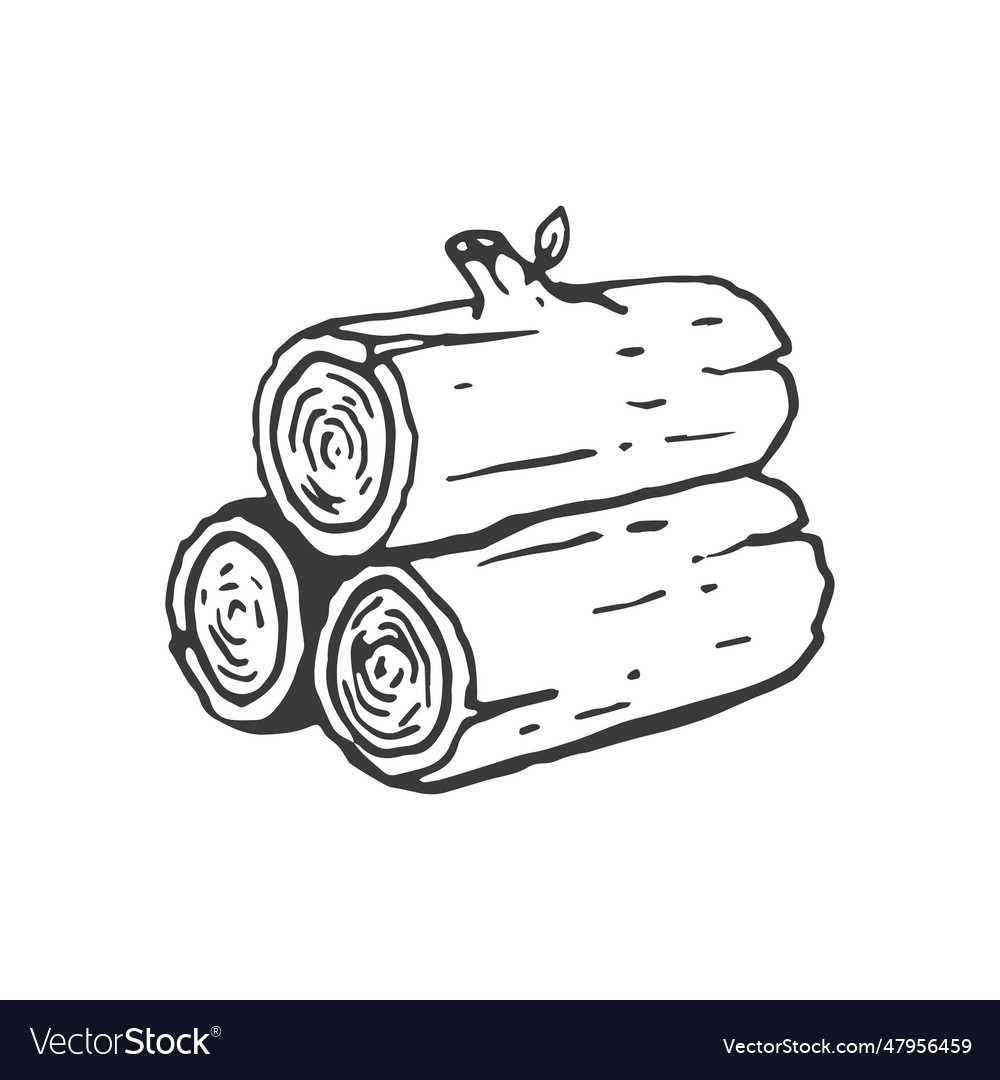 Firewood wood drawing handdrawn Royalty Free Vector Image