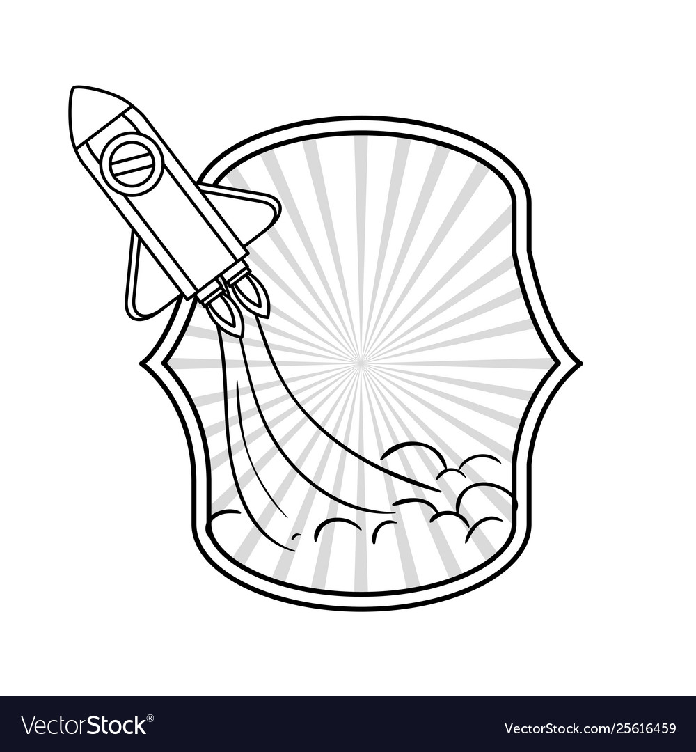 Frame with rocket taking off icon