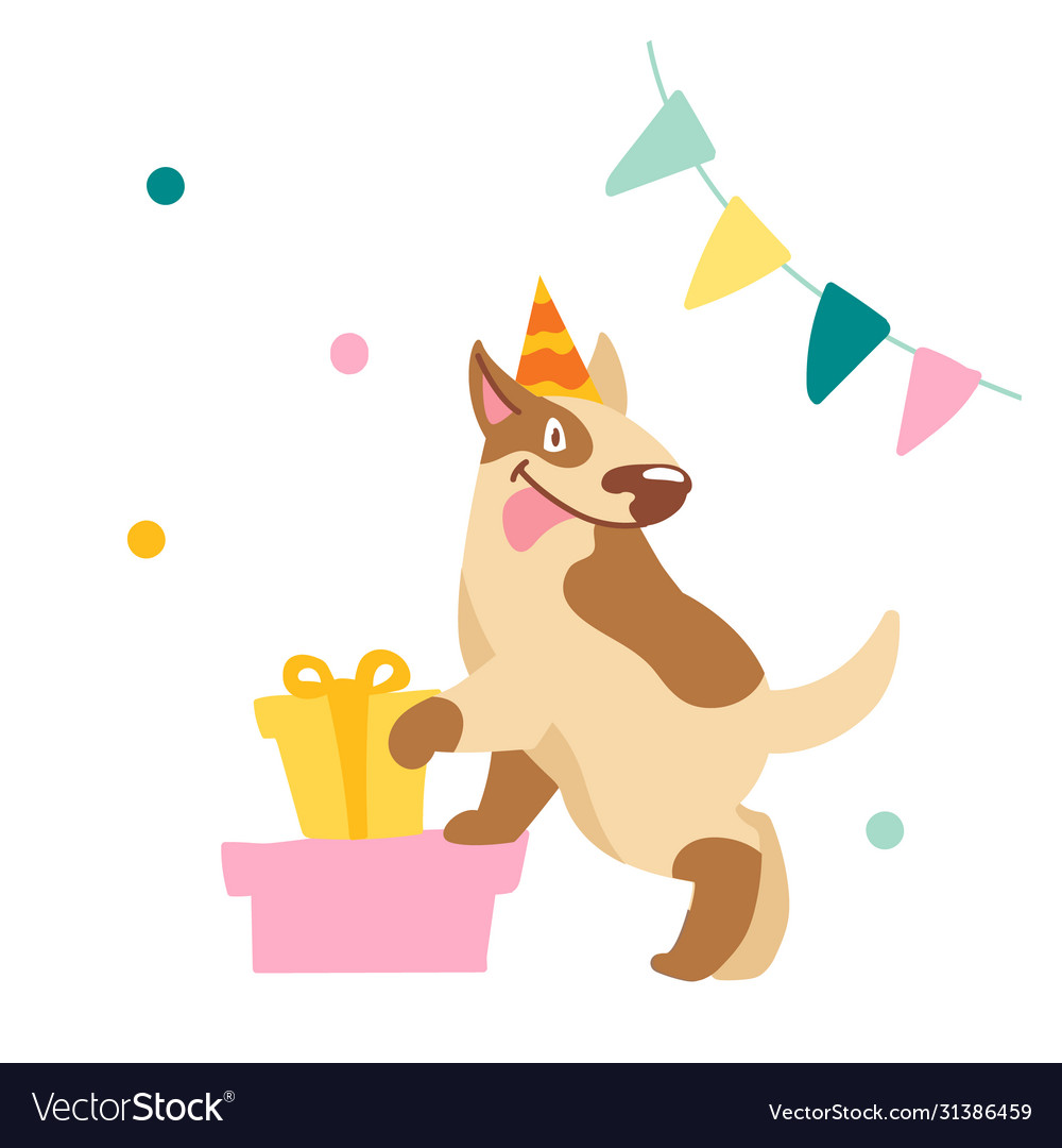 Funny bull terrier with sticking out tongue stand Vector Image