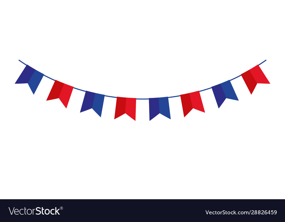 Garlands hanging blue and red color isolated icon