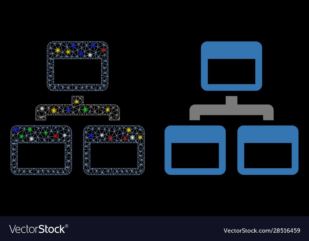 Glowing mesh wire frame site map icon with flash
