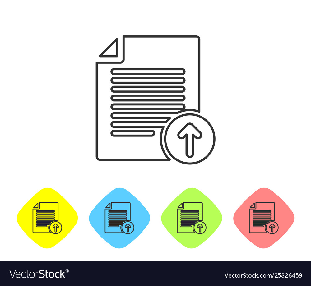 Grey upload file line icon isolated on white vector image Grey upload file line icon isolated on white
