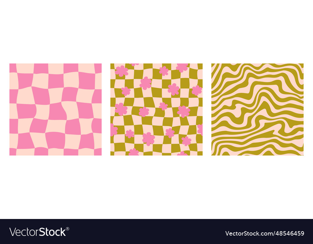 Groovy seamless background set repeating retro Vector Image Groovy seamless background set repeating retro