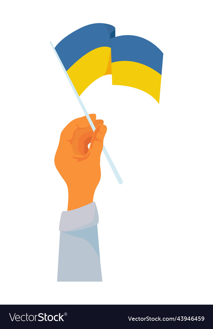 Hand holding a ukraine flag Royalty Free Vector Image