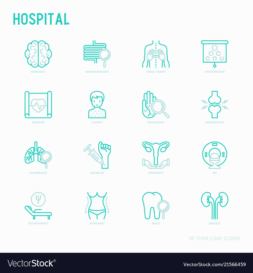 Hospital thin line icons for doctors notation Vector Image