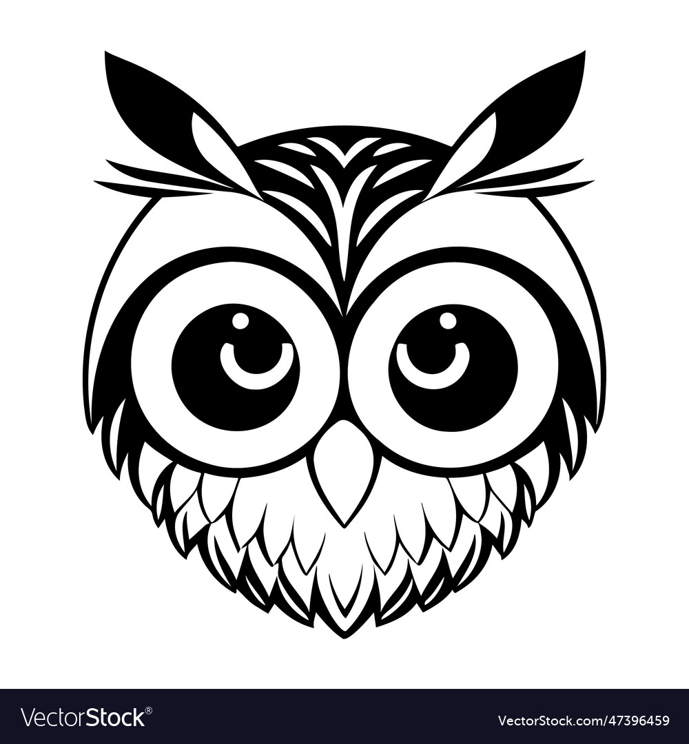 Owl head black and white icon