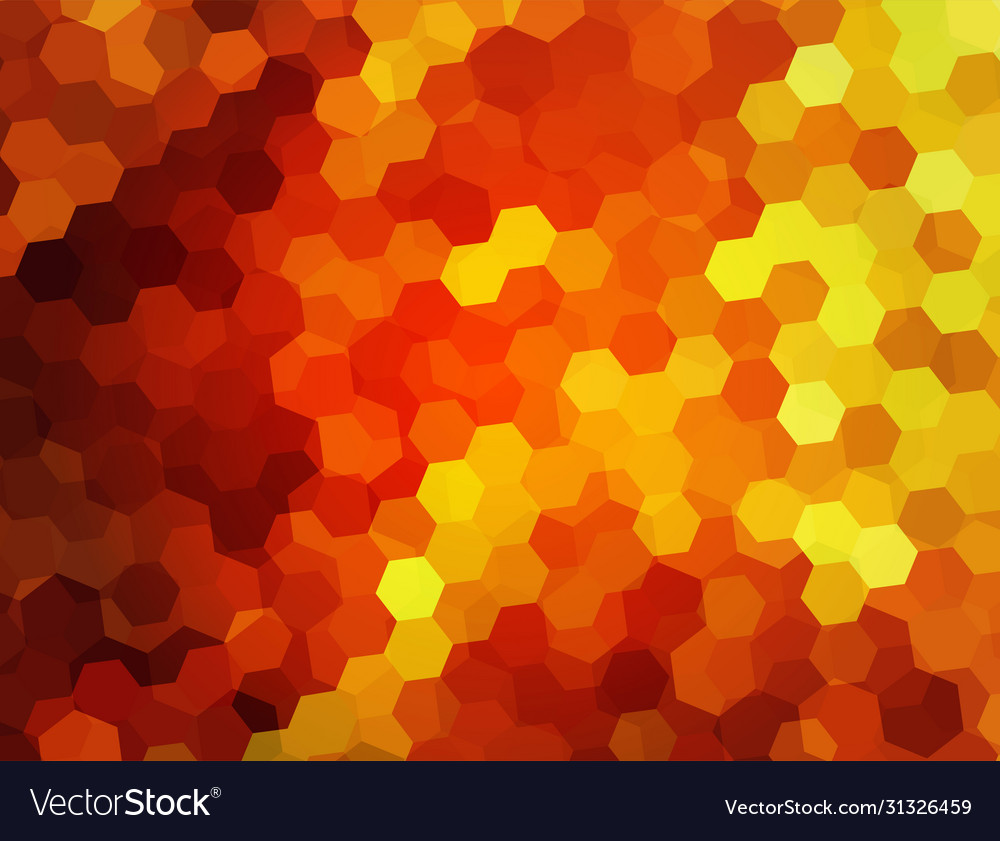 Red background with mosaic flame hexagons