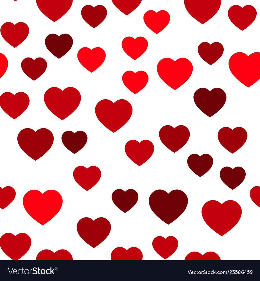 Red hearts seamless pattern random scattered vector image Red hearts seamless pattern random scattered