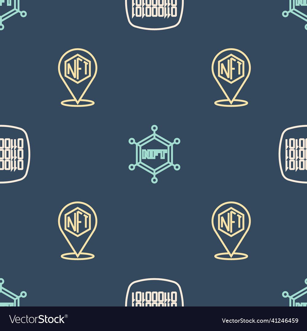 Set line binary code nft digital crypto art