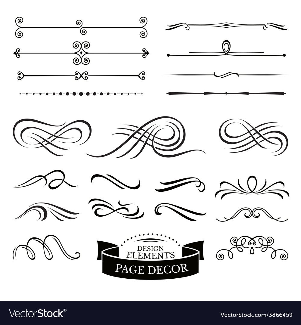 Set of calligraphic design elements