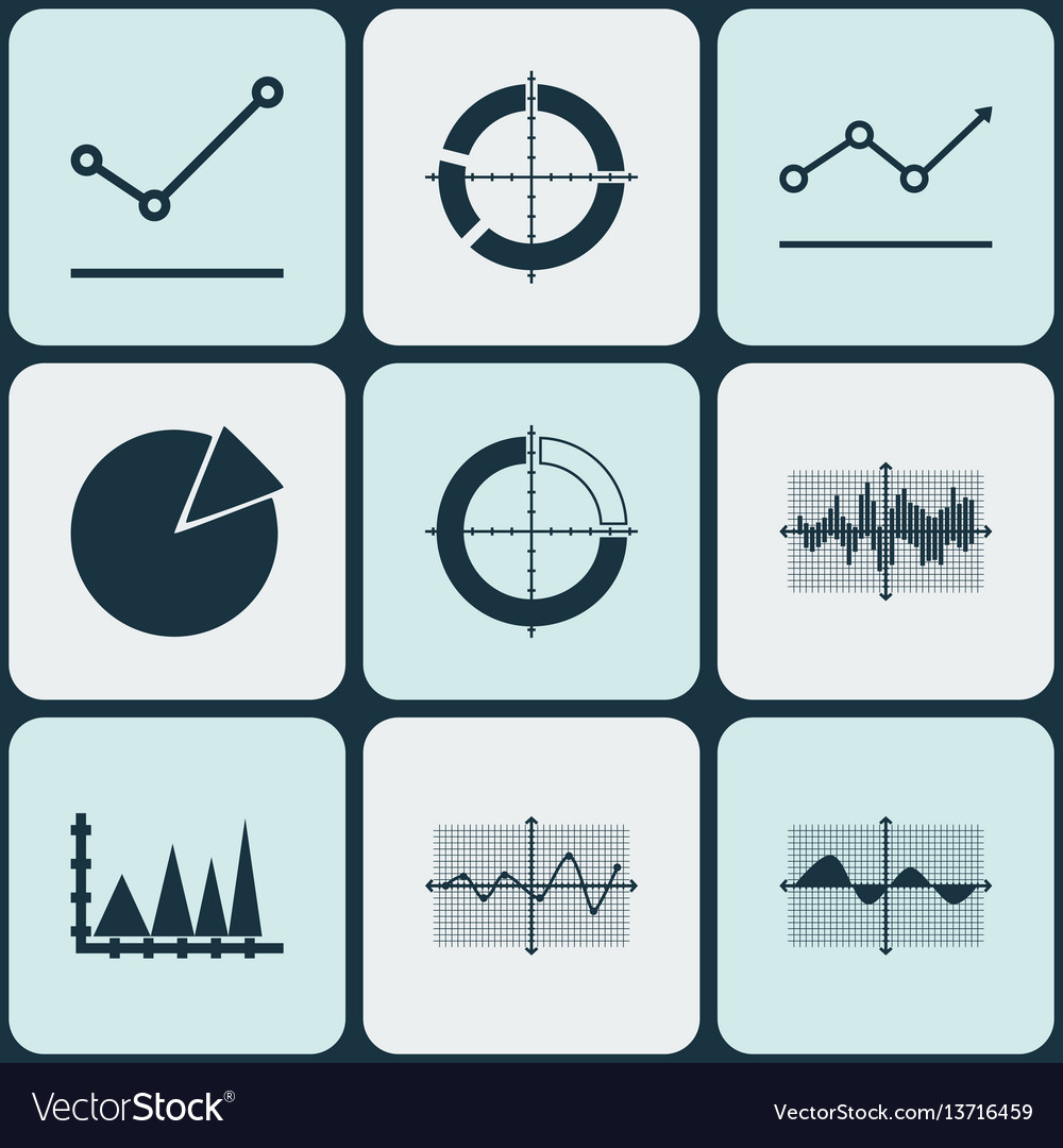 Set of graphs diagrams and statistics icons vector image Set of graphs diagrams and statistics icons