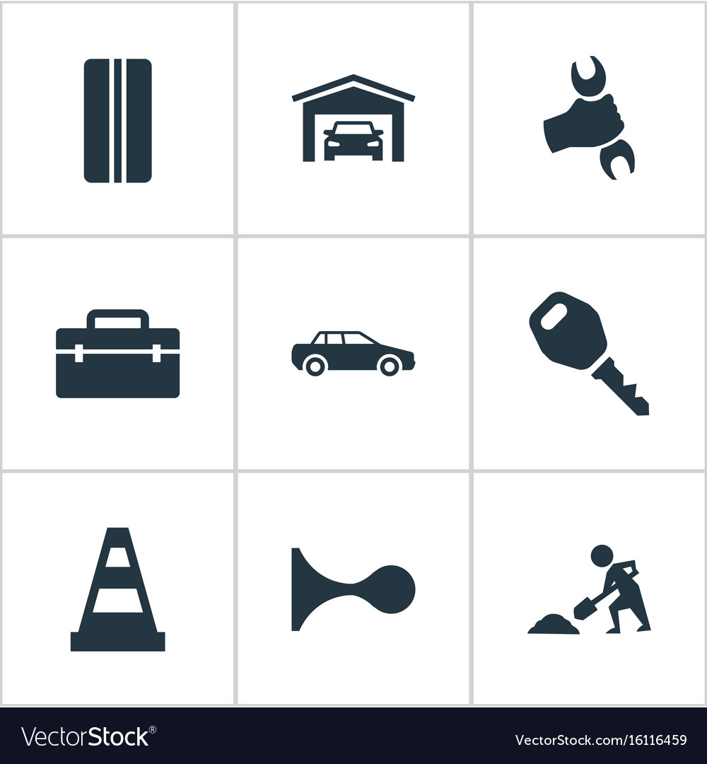 Set of simple automobile icons
