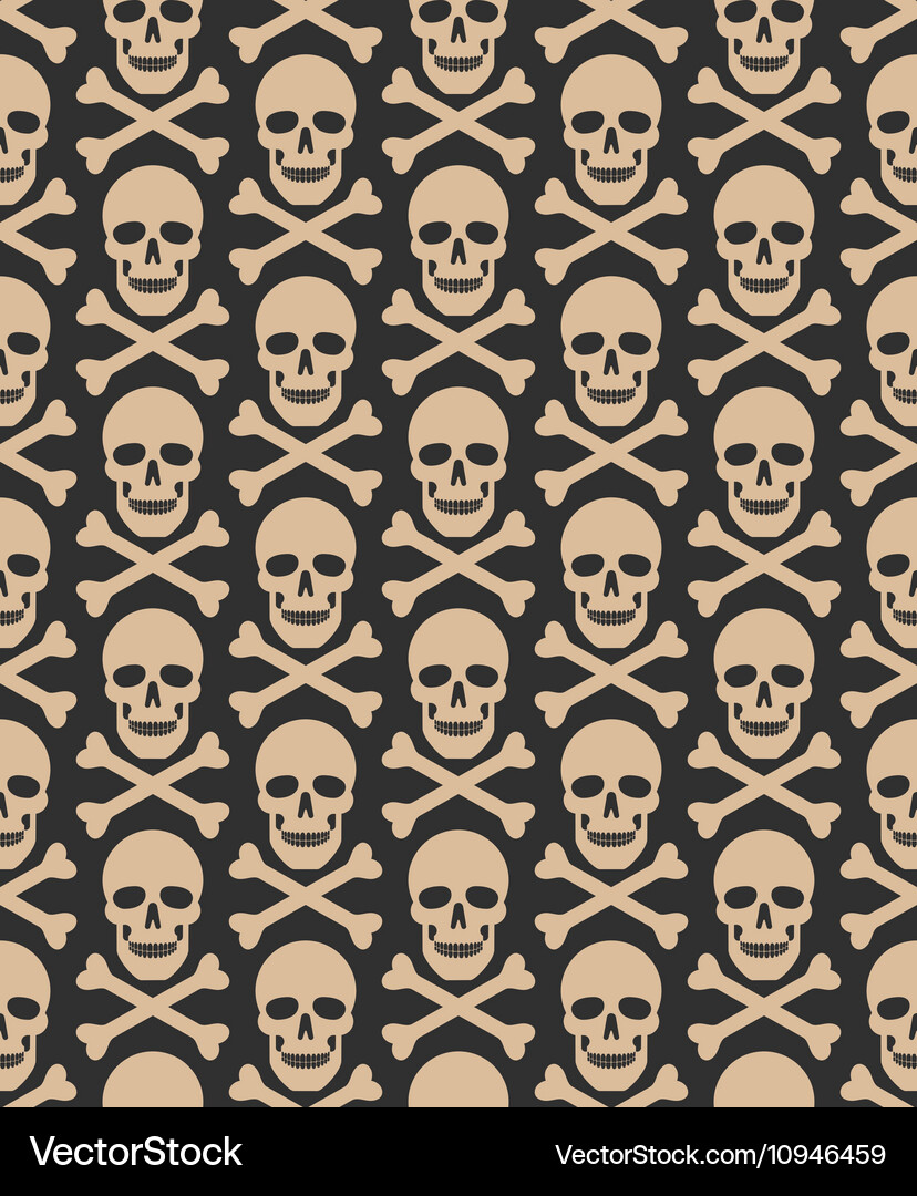 Skull seamless dark pattern Royalty Free Vector Image
