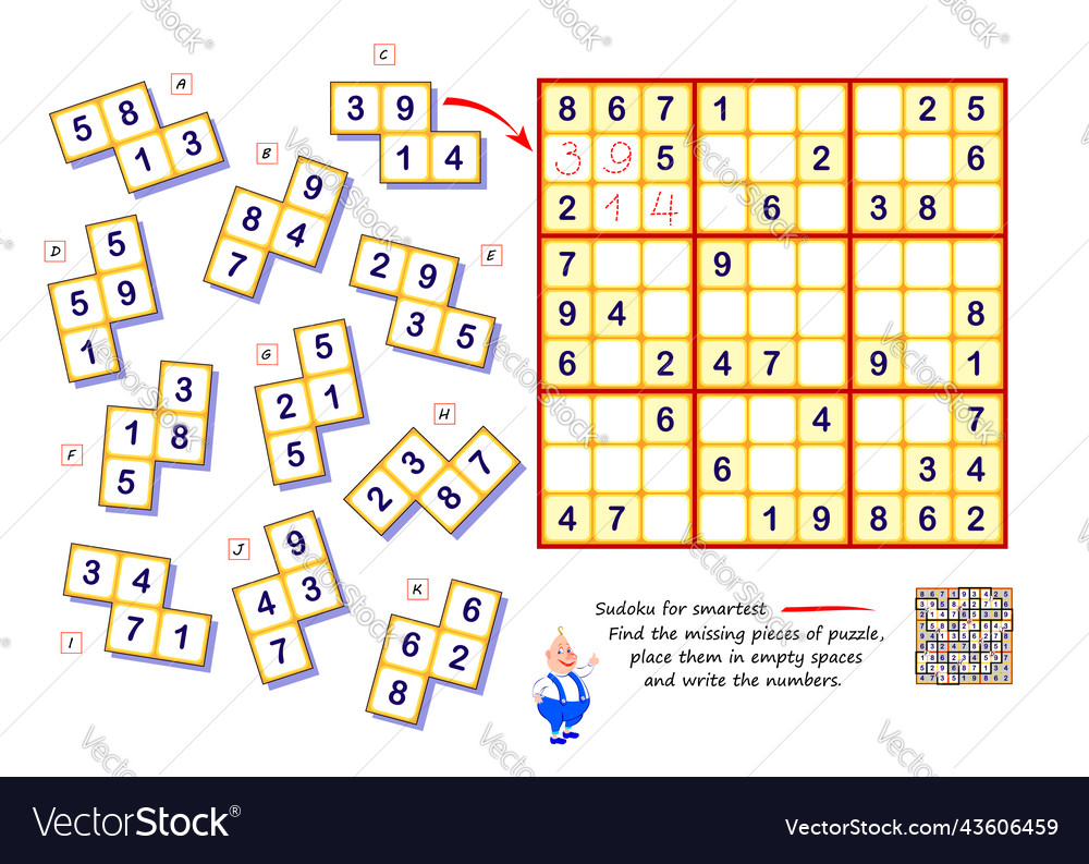 Sudoku für intelligenteste Logik-Spiel finden Sie die fehlende vector image Sudoku für intelligenteste Logik-Spiel finden Sie die fehlende