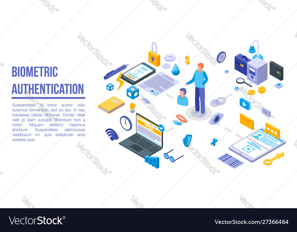 Business auth. Biometric authentication vector.