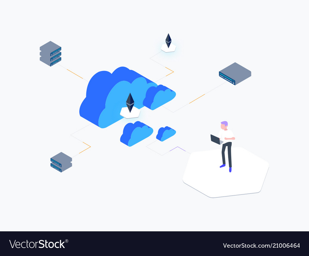 Blockchain cloud computing isometric
