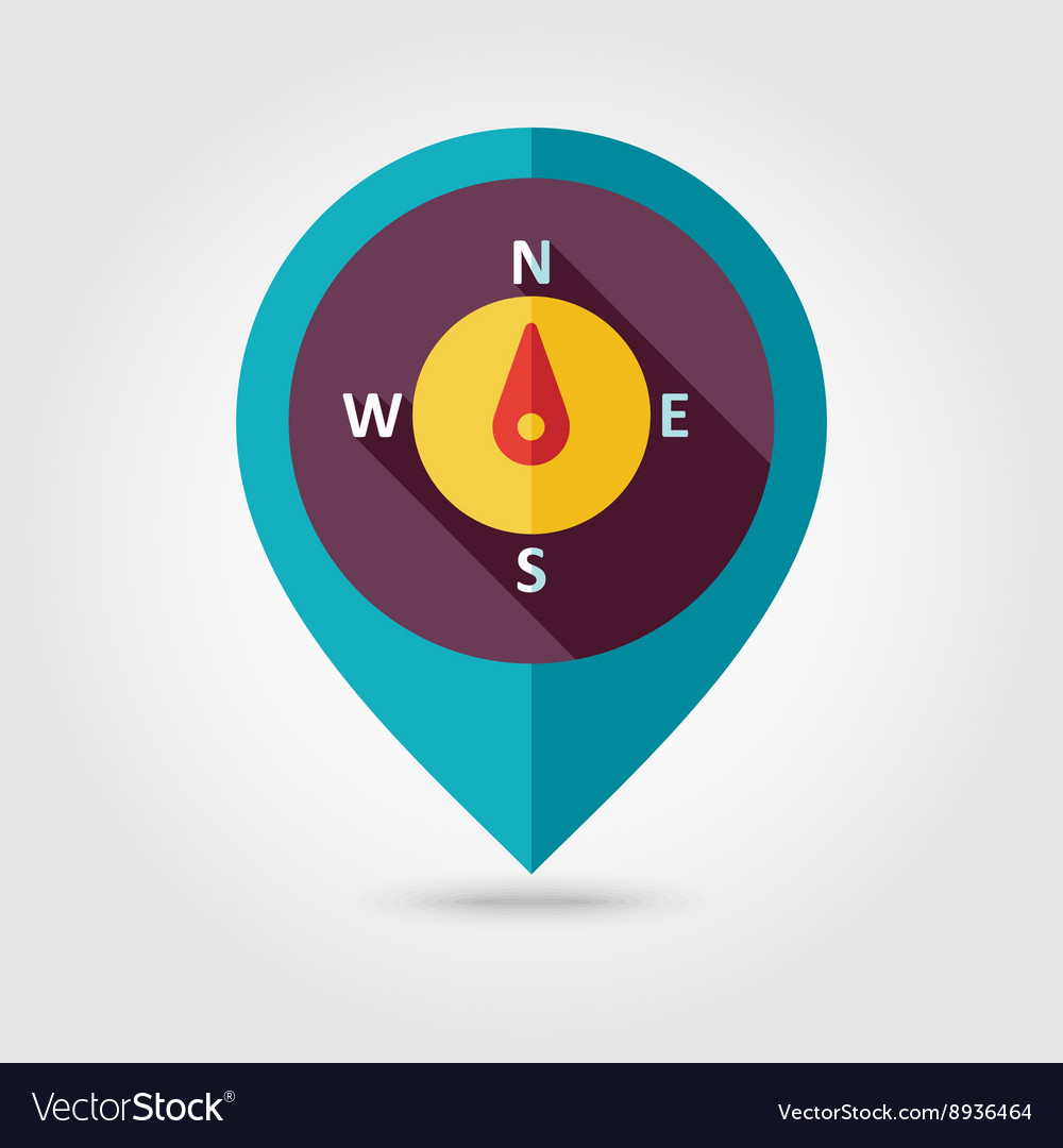 Compass Map Pin Icon - Weather Navigation