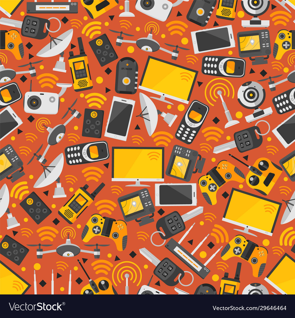 Gadgets and devices in seamless pattern internet vector image Gadgets and devices in seamless pattern internet