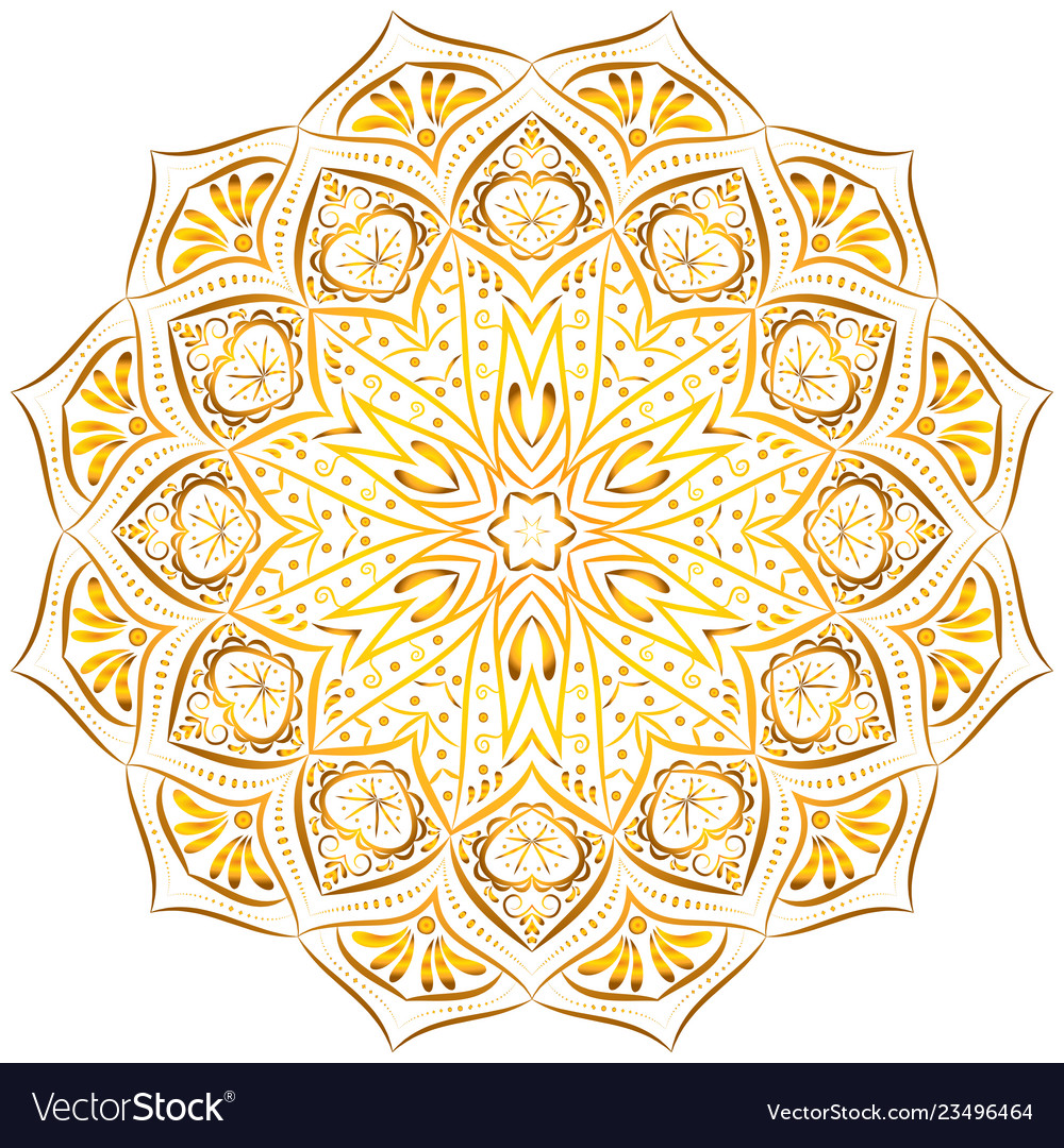 Golden Mandala Pattern On White Background Vector Image