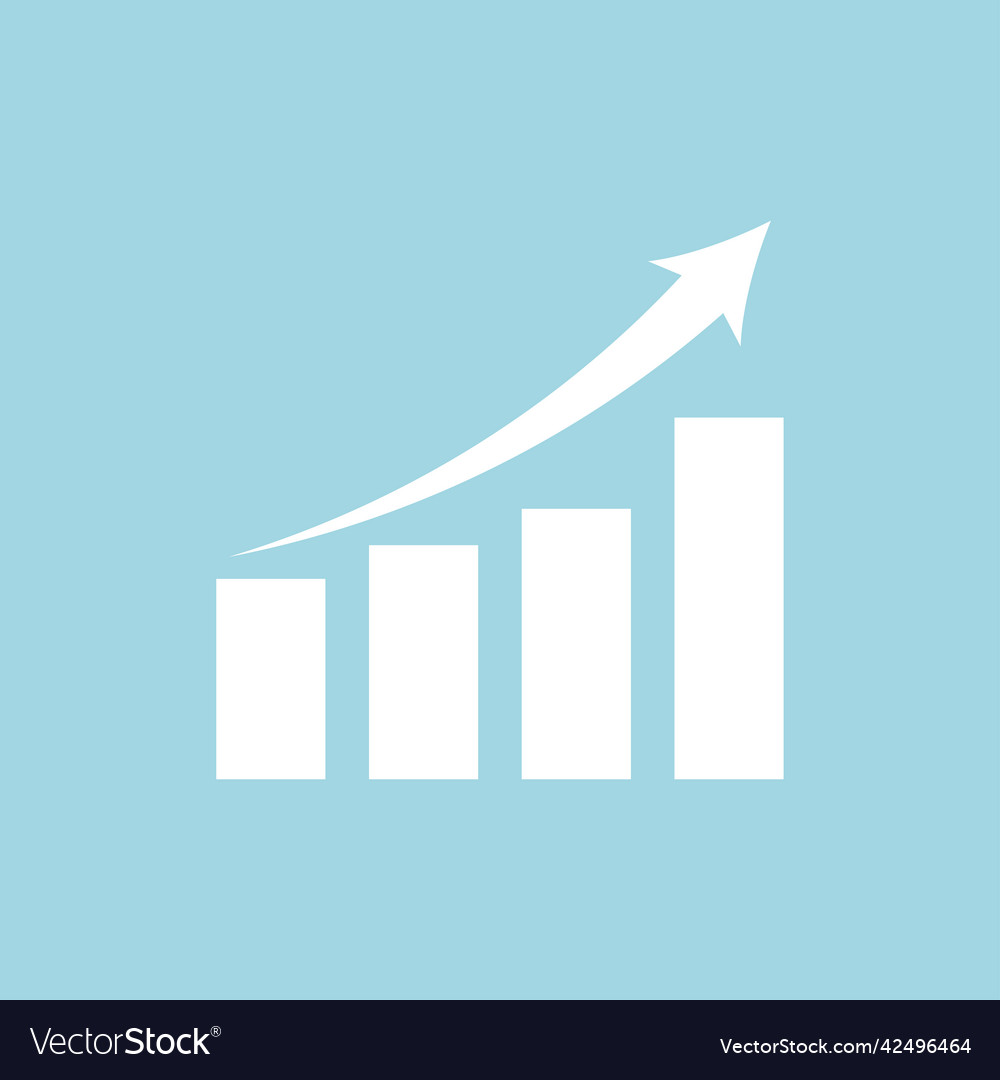 Growing graph icon bar with arrow vector image Growing graph icon bar with arrow