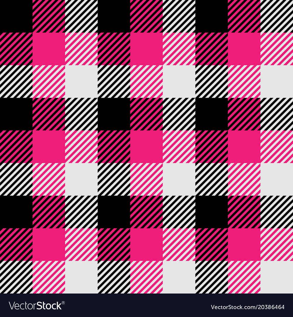 Lumberjack plaid pattern in pink white and black Vector Image