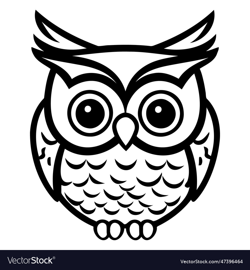 Owl head black and white icon Royalty Free Vector Image