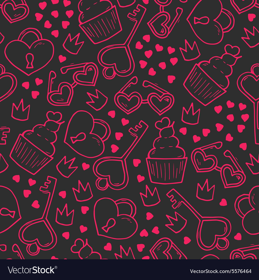 Seamless pattern with hand drawn elements