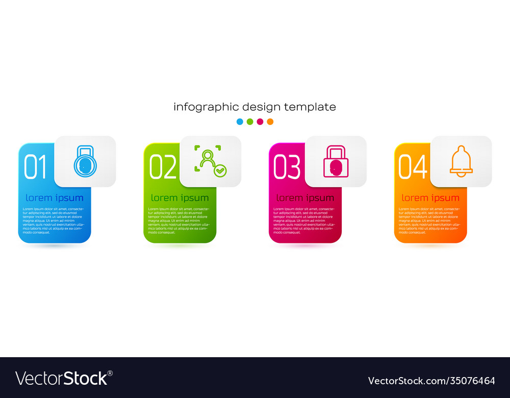 Set line fingerprint with lock face recognition vector image Set line fingerprint with lock face recognition