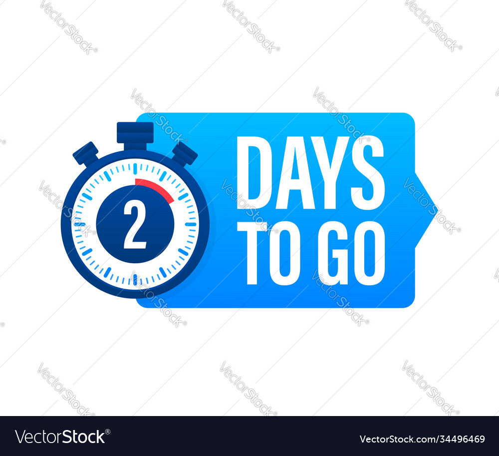 2 days to go countdown timer clock icon time vector image 2 days to go countdown timer clock icon time