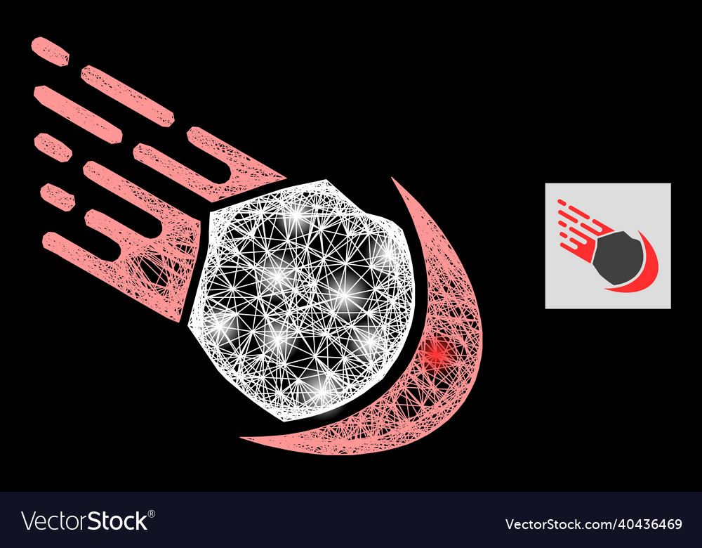 Bright network mesh meteor with lightspots