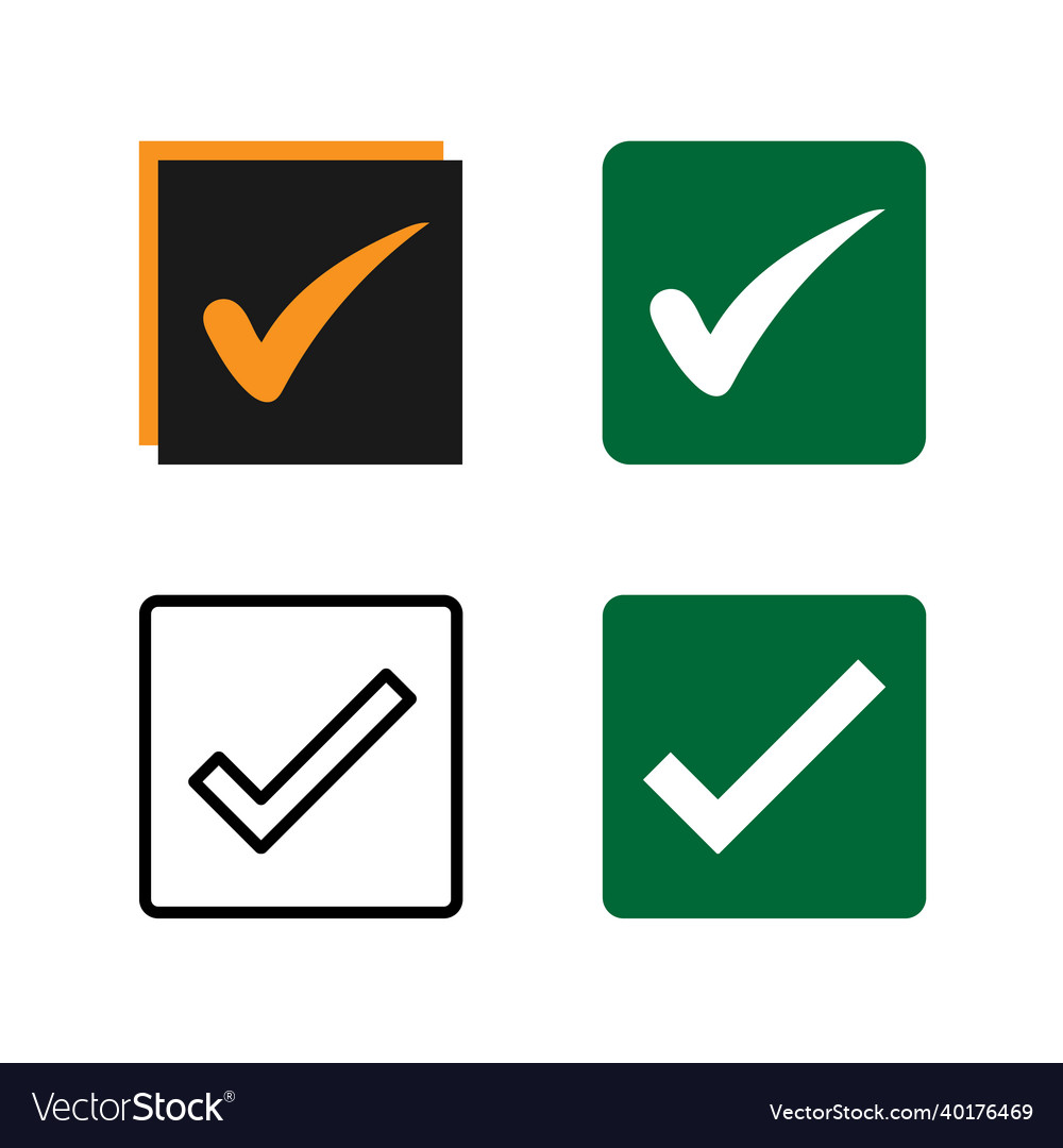 Check mark icon set right click vector image Check mark icon set right click