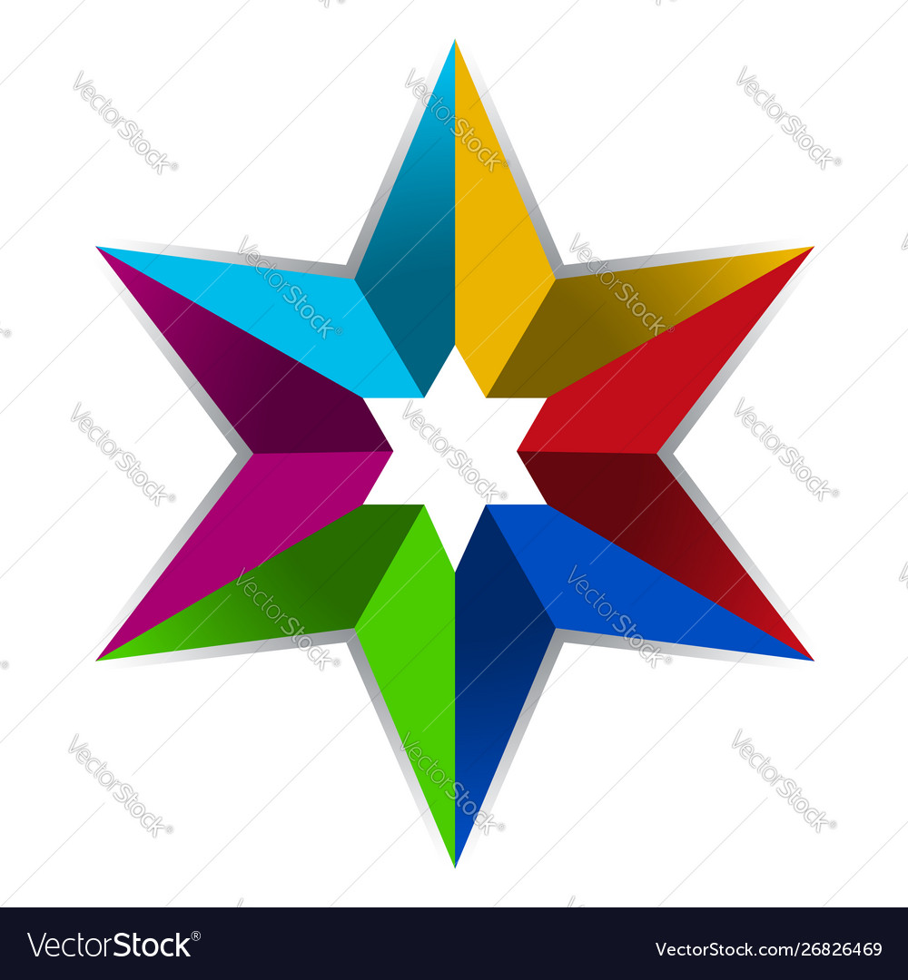 Colored star icon in rectangular and 3d style