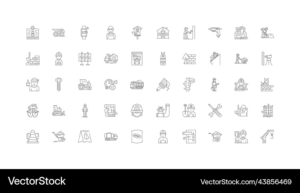 Construction concept linear icons Royalty Free Vector Image