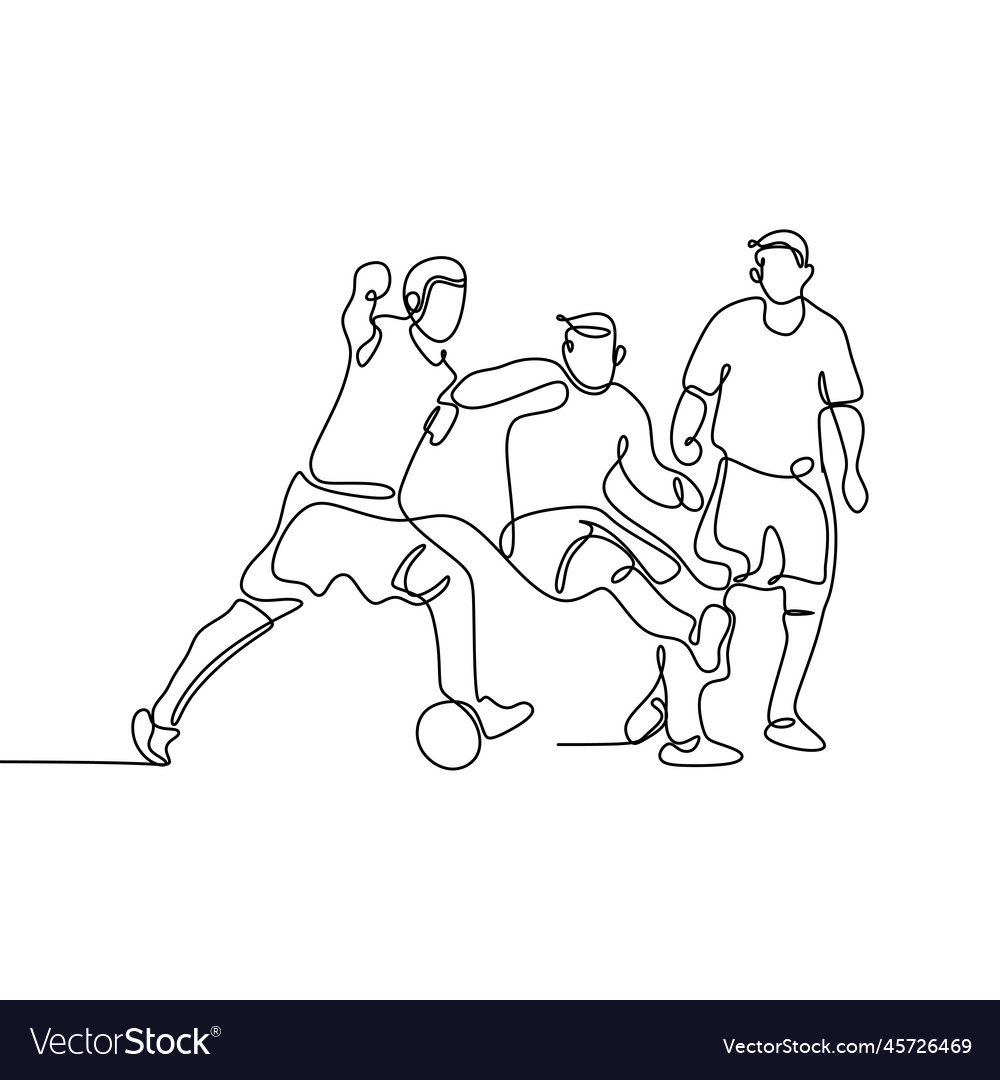 Continuous line drawing of running soccer vector image Continuous line drawing of running soccer