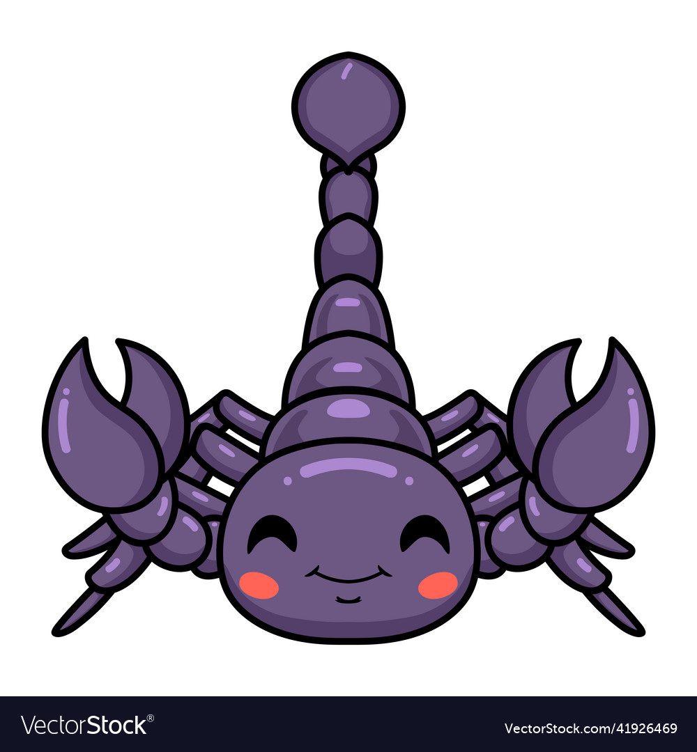 Cute purple scorpion cartoon character