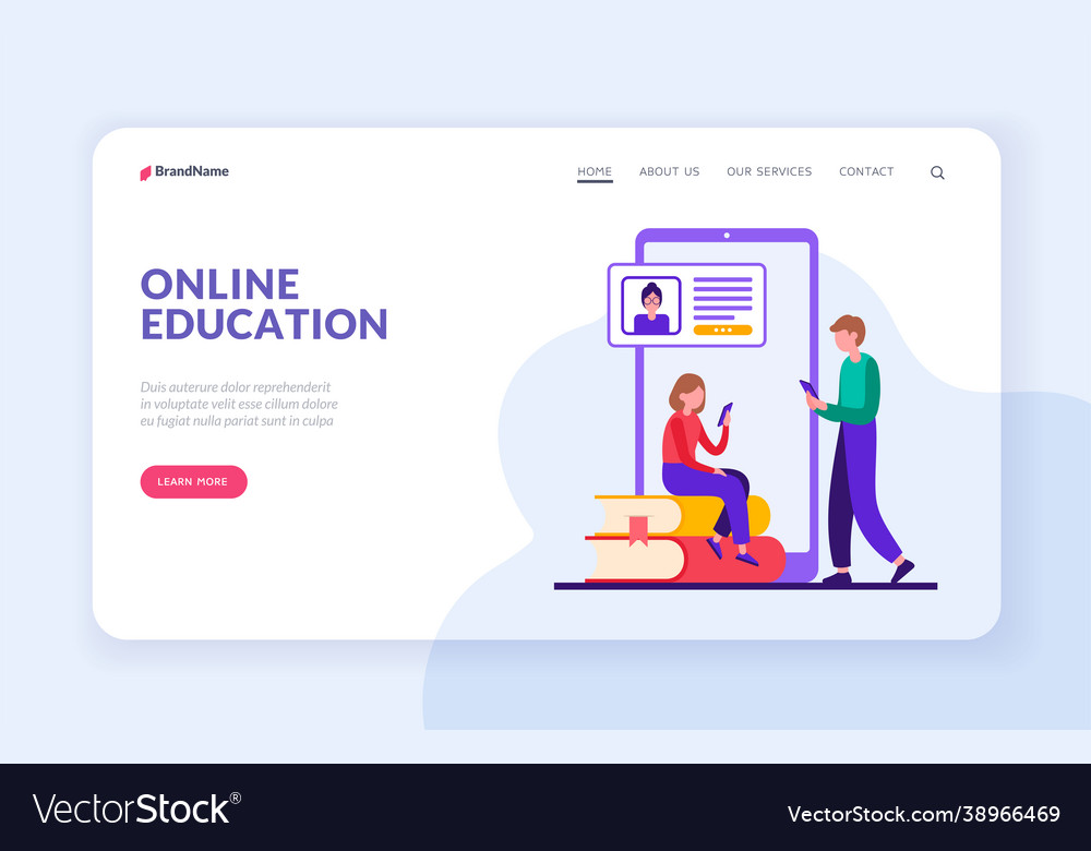 Getting online education remote learning using vector image Getting online education remote learning using