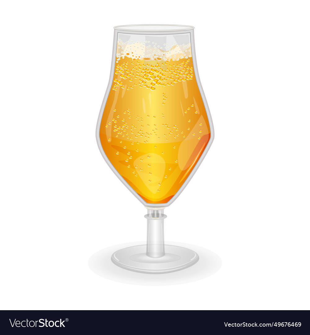 Glass of light beer isolated on white background