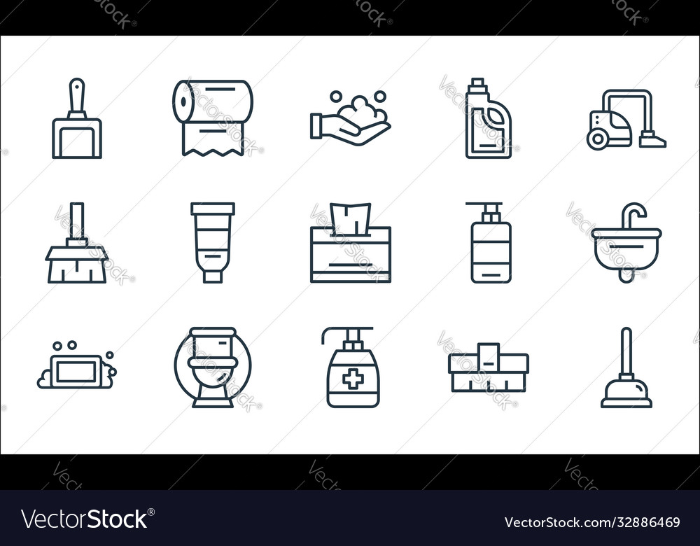 Hygiene line icons linear set quality vector image Hygiene line icons linear set quality