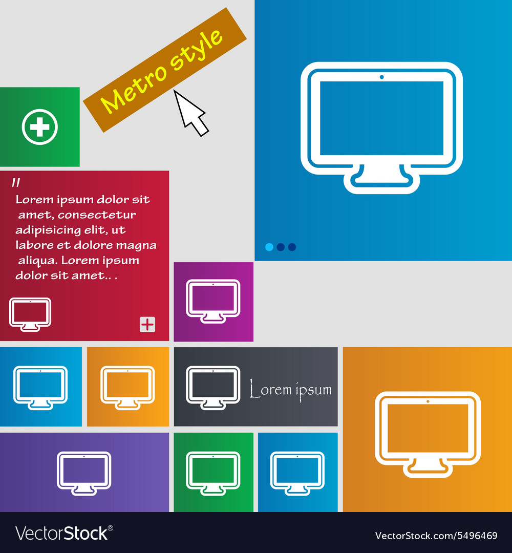 Monitor icon sign buttons modern interface website
